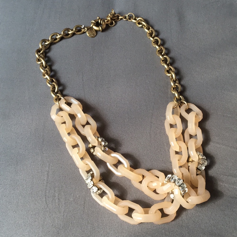 Statement Nude Lucite Double-Strand Necklace